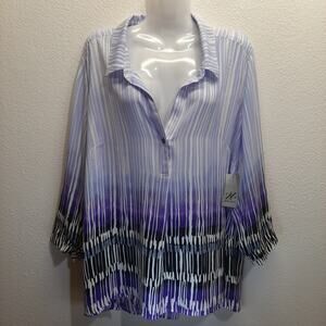 NWT ZOZO Women's Purple Design Button Collar Neck Top l Size: XL